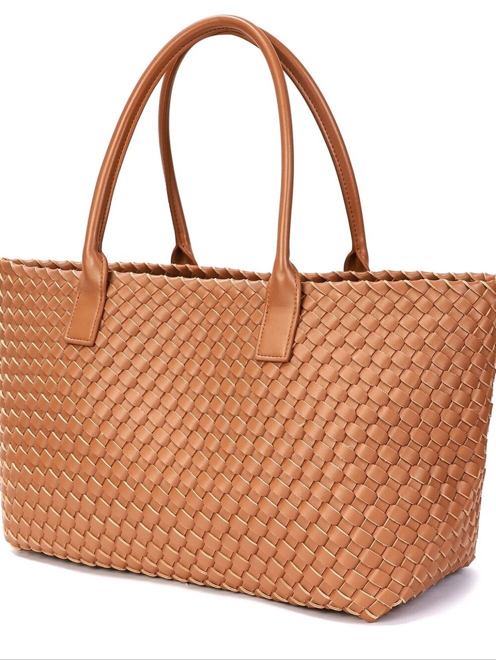 Tiffany & Fred Paris Large Hand-Woven Leather Tote Caramel NWT